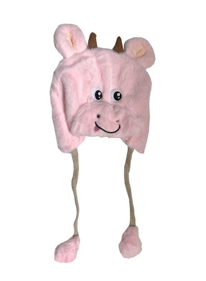 INFISPACE Kid's Animal Cow Costume Cap with Soft Fur Faux (Pack of 1) (Pink) - Image 1